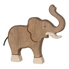 Holztiger Drevený slon so zdvihnutým chobotom
