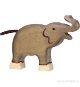 Drevené zvieratko - slon malý so zdvihnutým chobotom Holztiger
