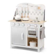 Drevená detská kuchynka Bon Appetit deluxe bielo-strieborná