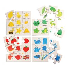 Drevené didaktické puzzle základné farby 4v1