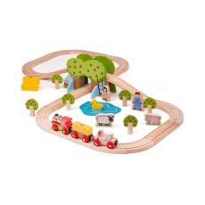 Bigjigs Rail Drevená vláčkodráha farma