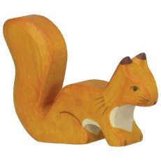Holztiger Drevená zviera - veverička stojaca oranžová