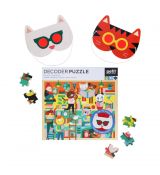 Petit Collage Puzzle knižnica 100 ks so špeciálnymi okuliarmi