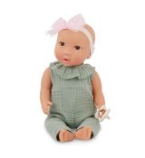 LullaBaby Bábika 35 cm v overale s čelenkou