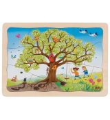 Drevené vrstvené puzzle – Ročné obdobia jablone (Goki)