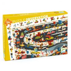 Djeco Objavovacie puzzle Automobilové preteky 54 ks