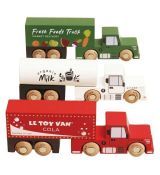 Le Toy Van Set drevených nákladných áut s prívesmi