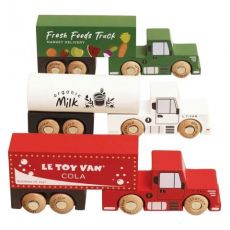Le Toy Van Set drevených nákladných áut s prívesmi